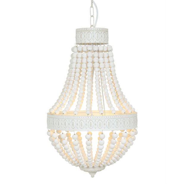 Hanglamp Ella 10191W witte kralenlamp met romantische charme