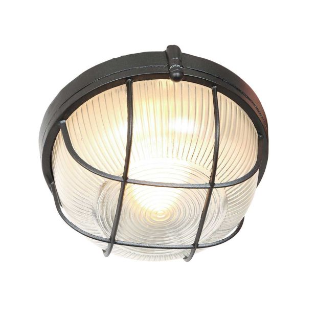 Plafondlamp Lisanne 1342ZW zwart metaal met glazen kap