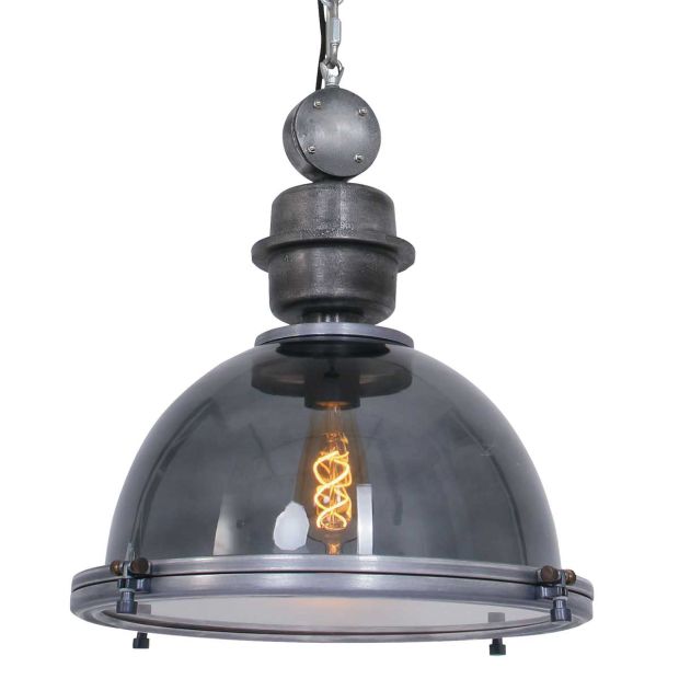 Hanglamp Bikkel 1452GR - grijze glazen hanglamp met karakter