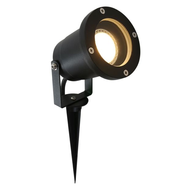 Grondspot Nova 1502ZW - zwarte buitenlamp met stekker en grondpen