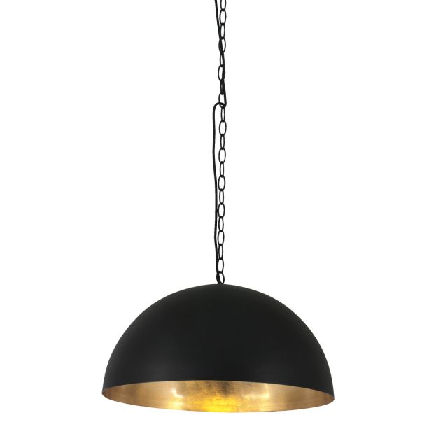 Hanglamp Semicirkel 2555ZW zwarte bol met gouden binnenkant