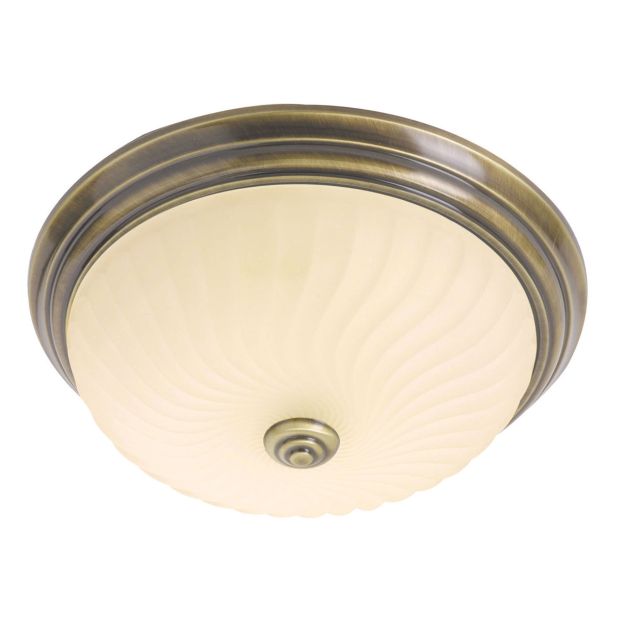 Plafondlamp Belleron 2779BR brons met gegolfd glas Ø30,5 cm