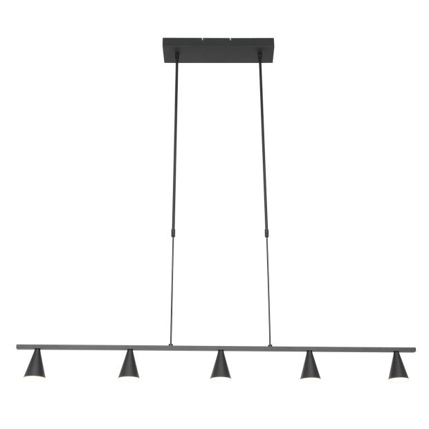 Hanglamp Vortex 3066ZW Zwart 5 lichts lichtkleur instelbaar