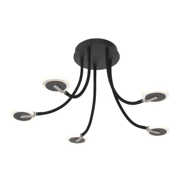 Plafondlamp Turound 3375ZW – zwarte lamp met glas en LED