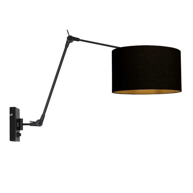 Wandlamp Prestige Chic 3986ZW met zwart linnen kap