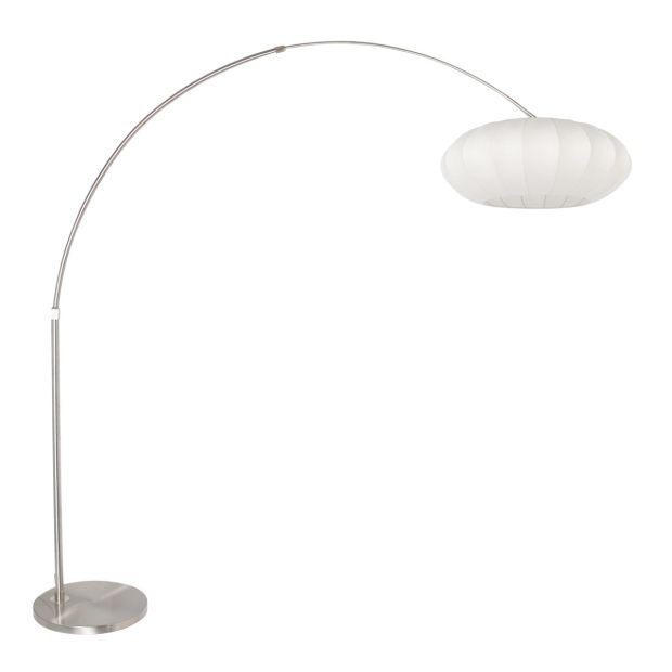 Booglamp Luma Nola 3806ST staal met witte zijden kap