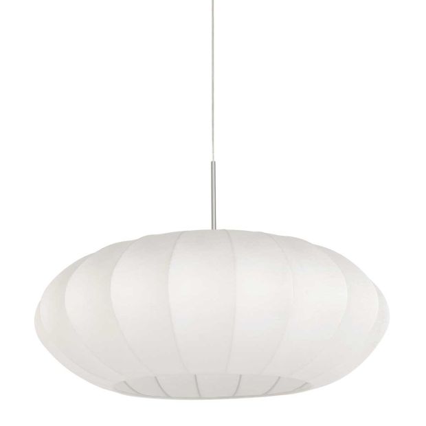 Hanglamp Luma Nola 3808ST staal met witte zijden kap