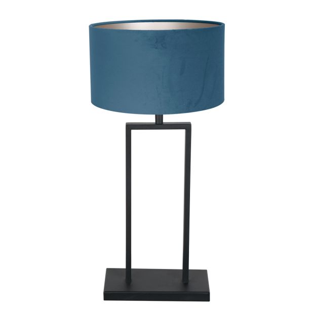 Zwarte tafellamp Stang 3863ZW met zwarte velours stoffen kap