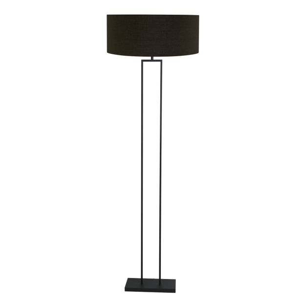 Zwarte vloerlamp Stang 3962ZW met zwart linnen kap Ø50