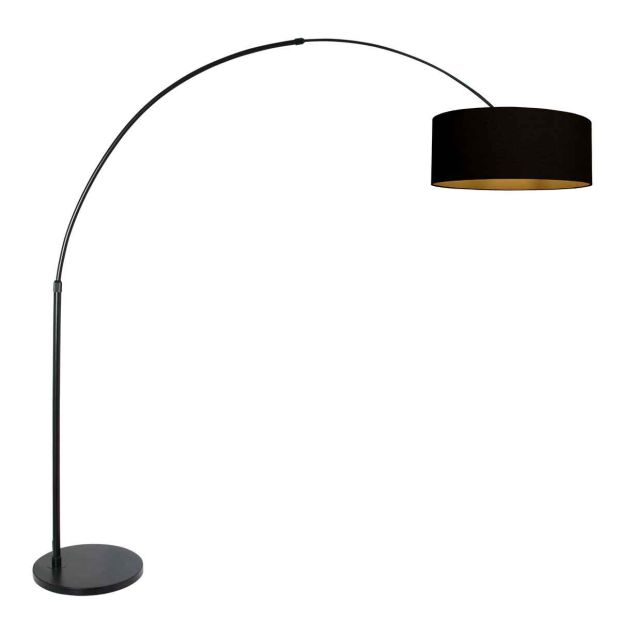 Booglamp Sparkled Light 3965ZW zwart met zwart linnen goud kap