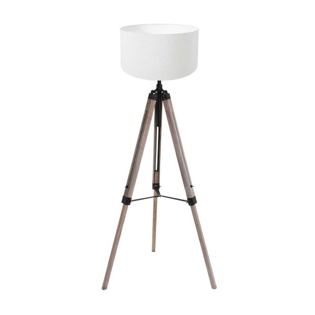 Vloerlamp Triek 4100ZW met wit linnen kap Ø40 cm