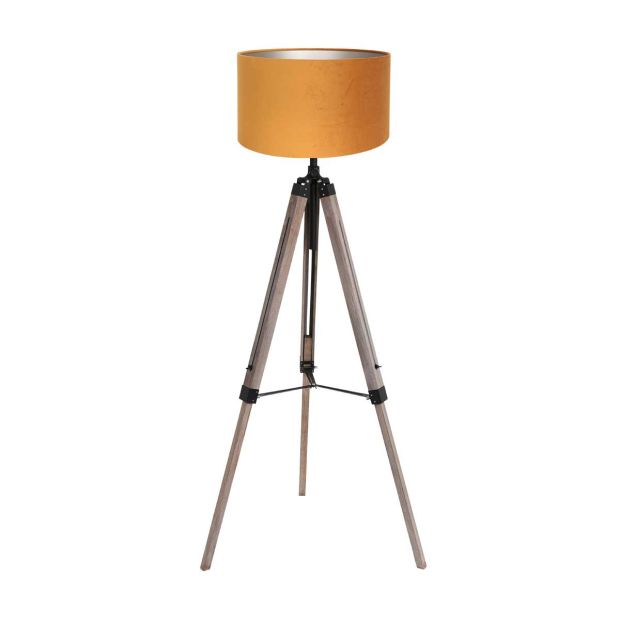 Vloerlamp Triek 4103ZW met een gouden velours kap Ø40 cm