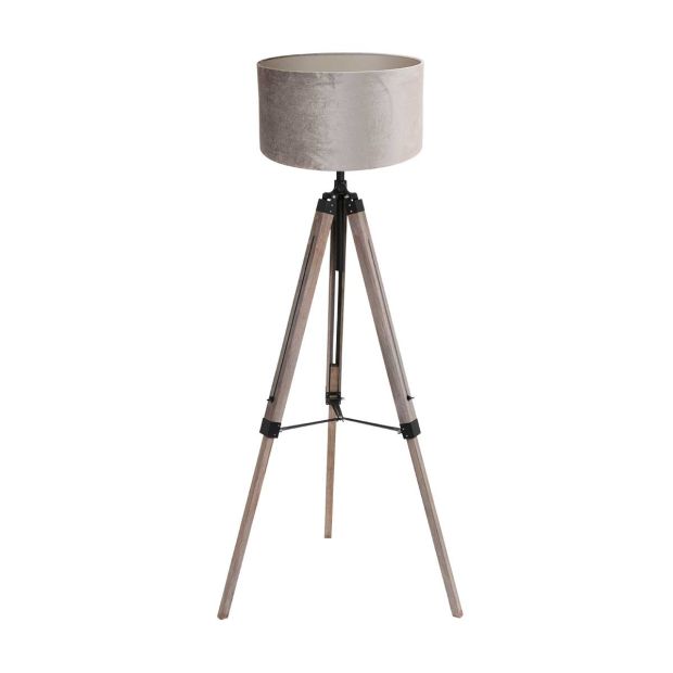 Vloerlamp Triek 4106ZW met grijze velours kap Ø40 cm