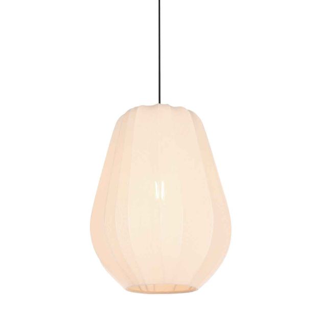 Hanglamp Sable 4124CR - warme sfeermaker met crème linnen kap Ø27 cm
