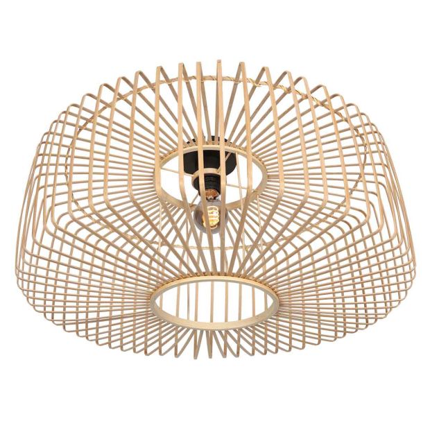 Plafondlamp Breeza-Beach 4144ZW zwart met bamboe kap Ø60 cm