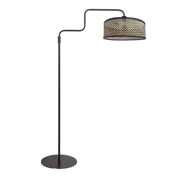 Floor lamp Bloeba 4170ZW black with bamboo shade black/beige