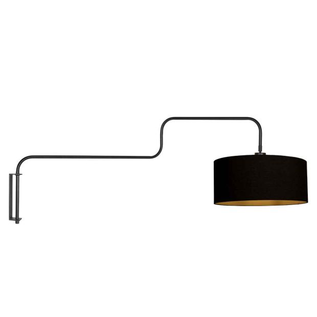 Wandlamp Bloeba 4172ZW zwart met zwart linnen kap
