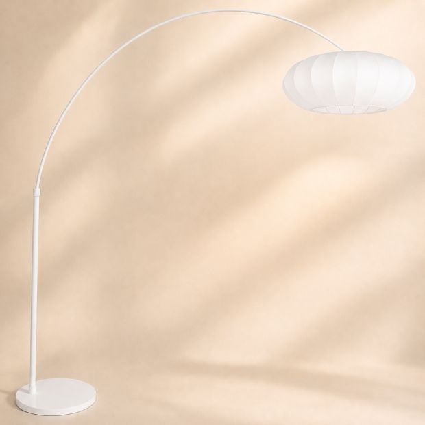 Booglamp Luma Nola 4185W wit met witte zijden kap