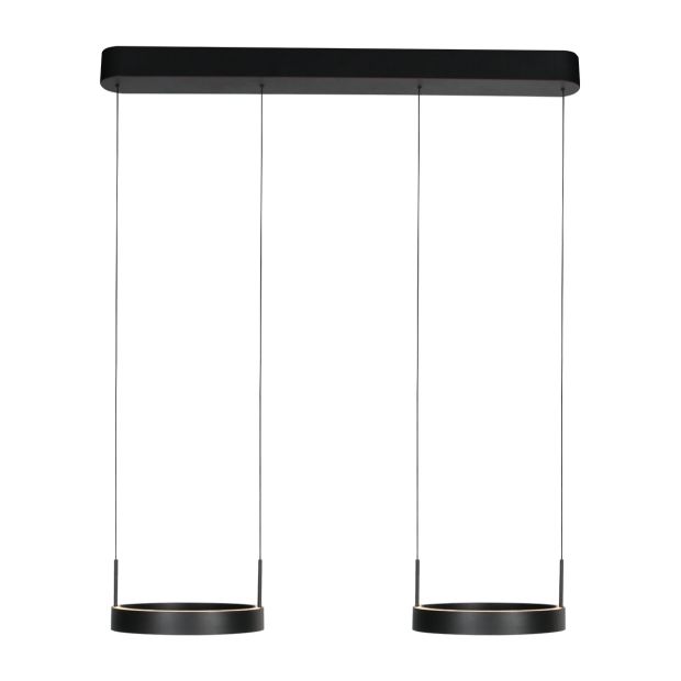Zwarte hanglamp Mykty 4204ZW – Twee zwevende cirkels, individueel in hoogte verstelbaar, 6000 lumen, 2700K