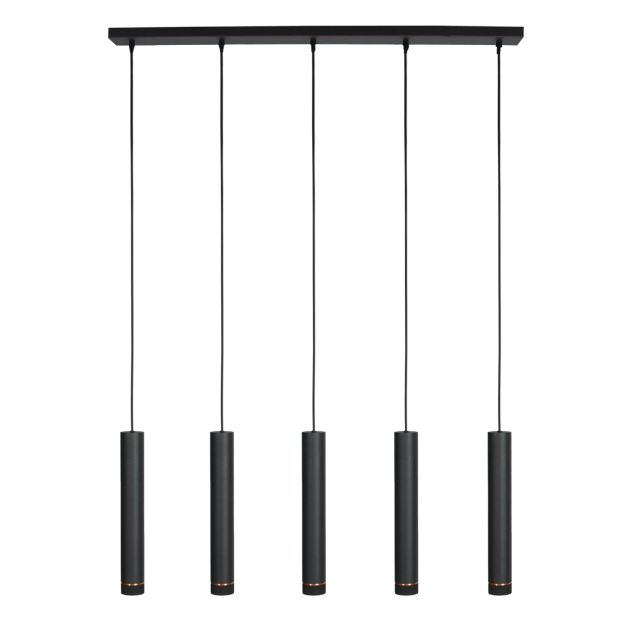 Zwarte vijflichts Hanglamp DownLume 4216ZW met GU10 fitting
