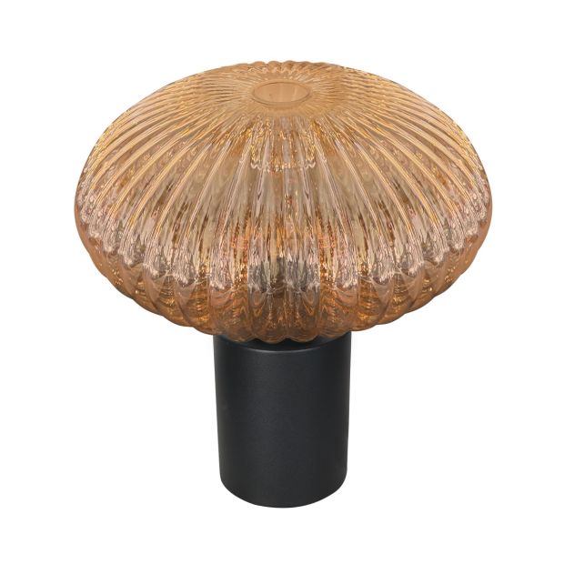 Tafellamp Aurelio 4235ZW met geribbeld amber ufo glas sfeervol