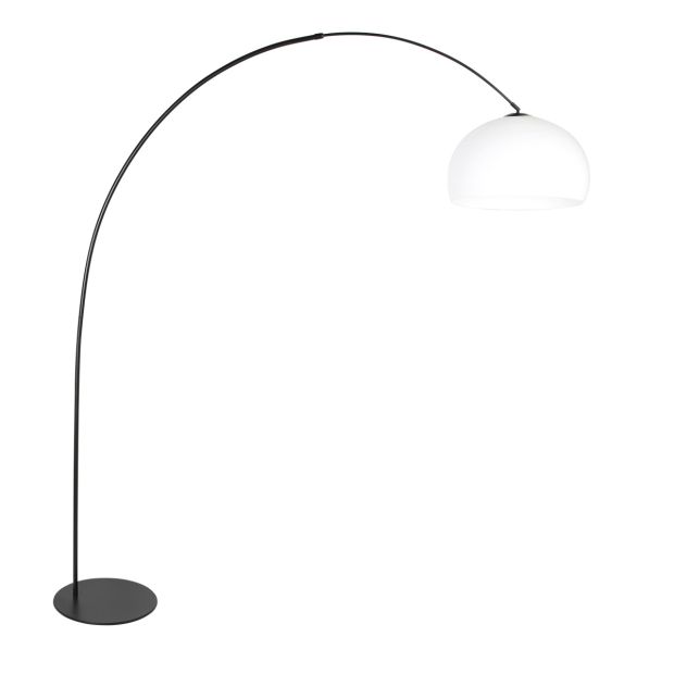 Vloerlamp Curve 4259ZW - zwarte booglamp met witte bolkap