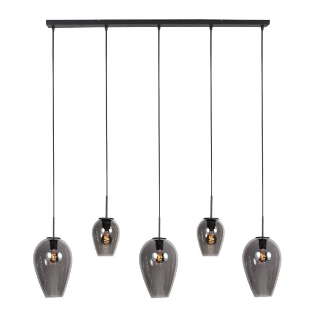  Hanglamp Drovia 4280ZW met smoke glas in twee formaten