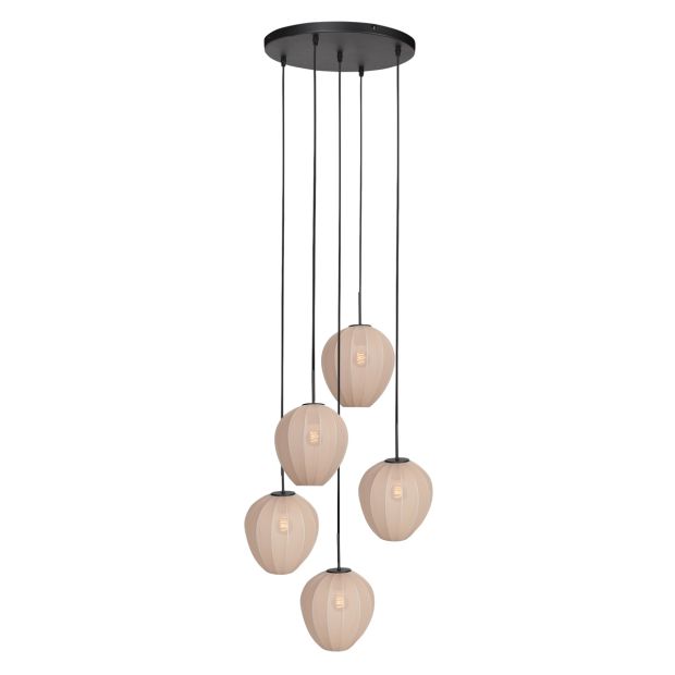 Hanglamp Silura 4283ZW – 5-lichts vide met ronde plafondplaat