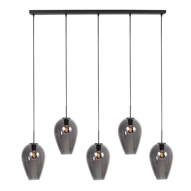 Hanglamp Drovia 4284ZW  met smoke glazen, subtiel speels design