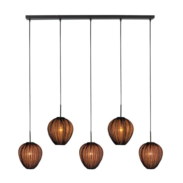 Hanglamp Silura 4287ZW – 5-lichts balk met linnen kapjes