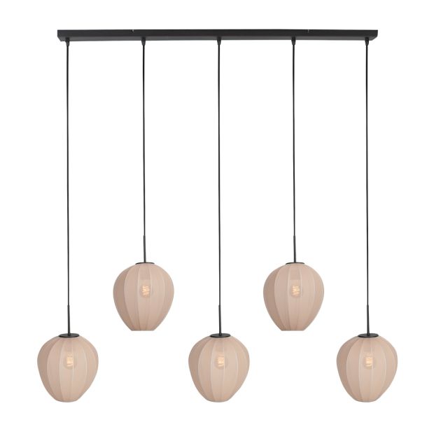Hanglamp Silura 4288ZW – 5-lichts balk met linnen kapjes