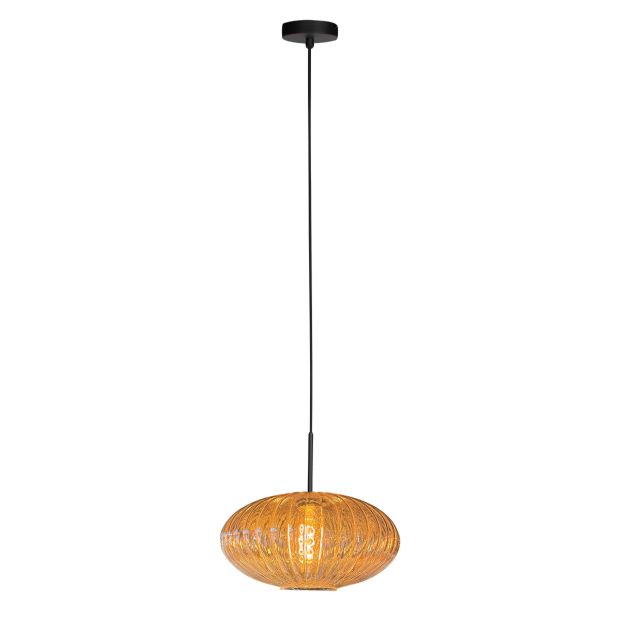 Hanglamp Aurelio 4295ZW – pendel met ufo amber glas