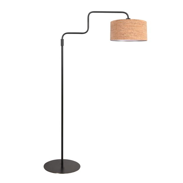 Vloerlamp Bloeba 4347ZW zwart met beige kurkstructuur kap