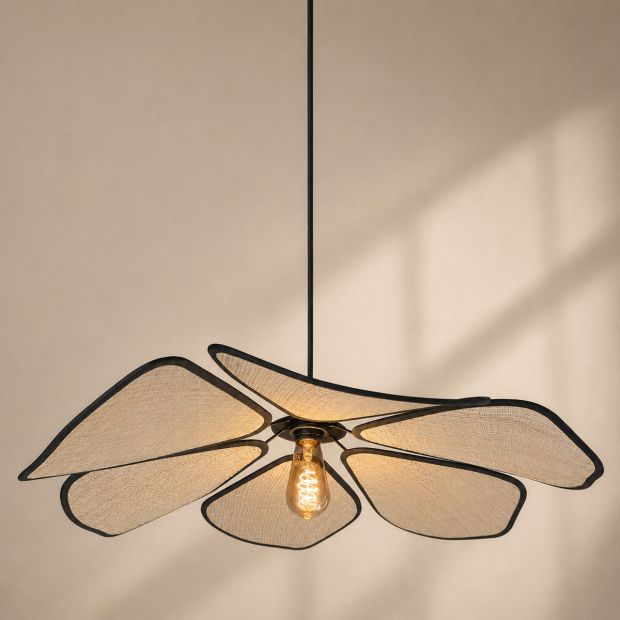 Hanglamp LumaFlora 4368CR – linnen designlamp met bladenvorm