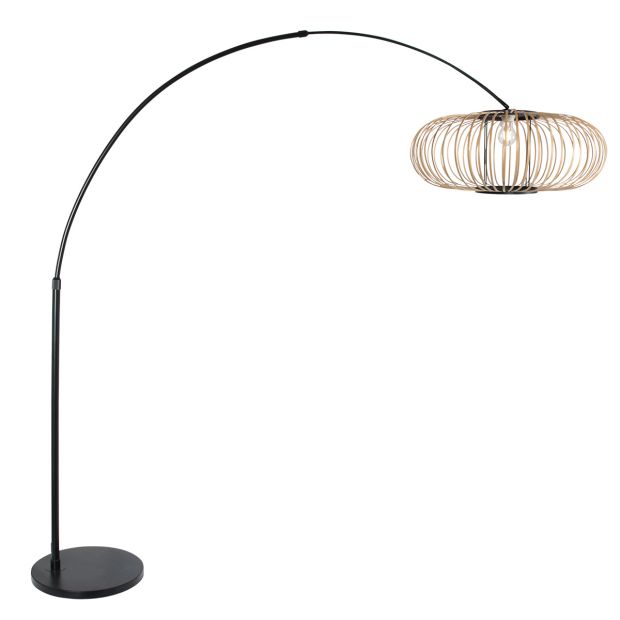Booglamp Sparkled Light 4562ZW zwart met crème bamboe kap