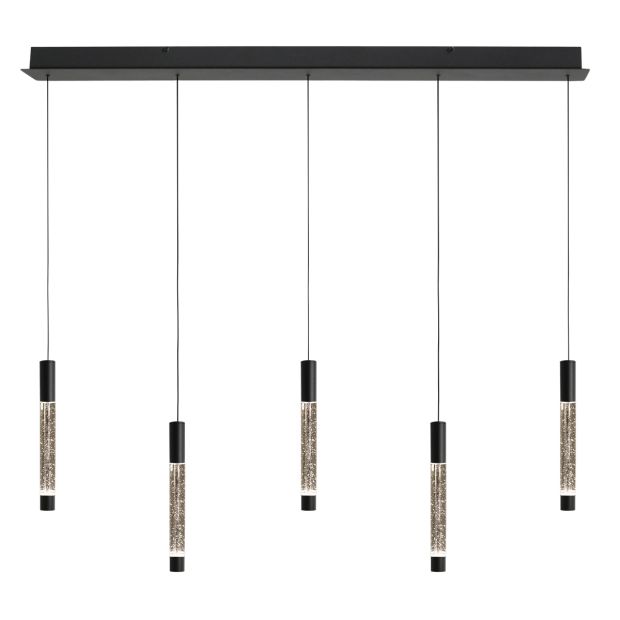 Hanglamp Alisio 4578ZW 5-lichts luxe glas in zwart
