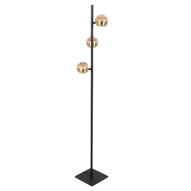 Belluno 4590ME – Zwart messing vloerlamp met dim to warm