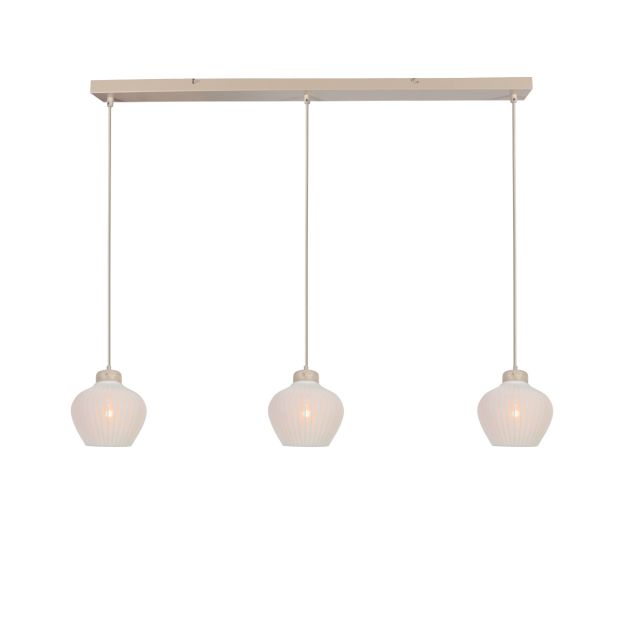 Travino 4599CR hanglamp – linnen & travertin, stijlvol boven tafel