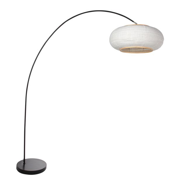 Arc Lamp Solva 4630ZW – Black arc lamp with linen shade Ø60 cm