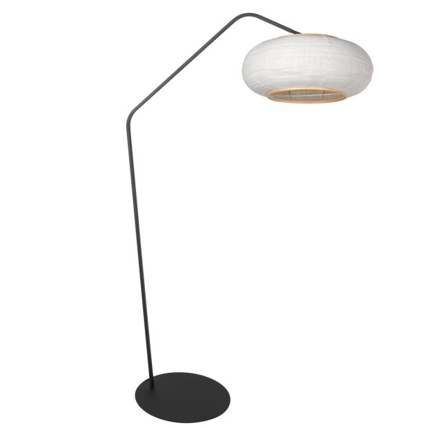 Zwarte vloerlamp Zig-Zag 4641ZW - met sfeervolle linnen kap 