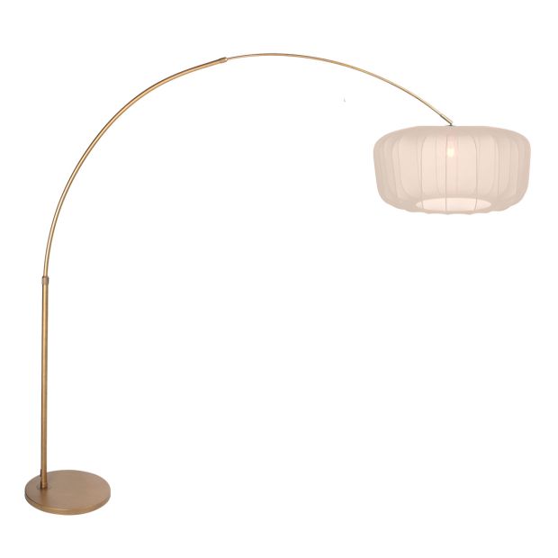 Booglamp Vela Lino 4673BR brons met beige-crème textiel kap