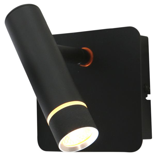 Wandlamp Volari 4712ZW zwart met dimbare LED en richtbare kop