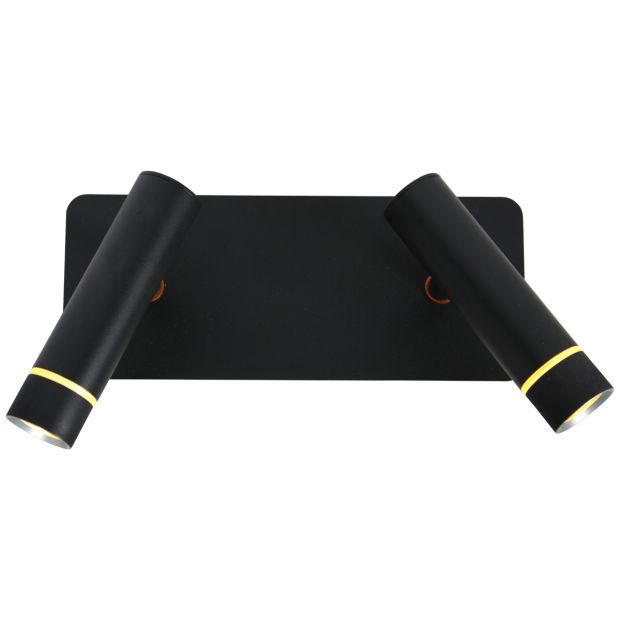 Wandlamp Volari 4713ZW zwart 2-lichts met warme LED