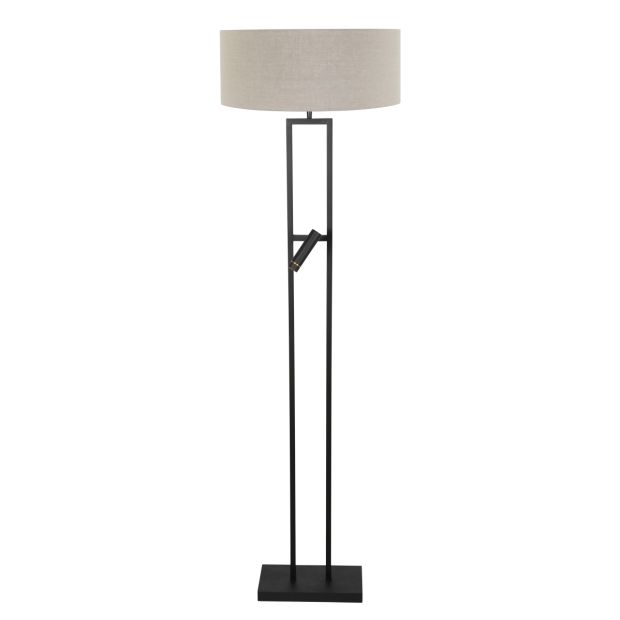 Vloerlamp Stang 4726ZW met grijs linnen kap en leeslicht