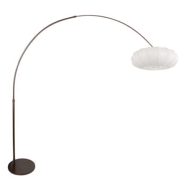 Bogenlampe Luma Nola 4755CA cacao mit weißem Schirm