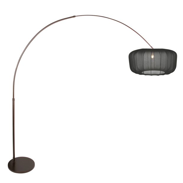 Booglamp Vela Lino 4763CA cacao met zwarte textiel kap Ø60 cm