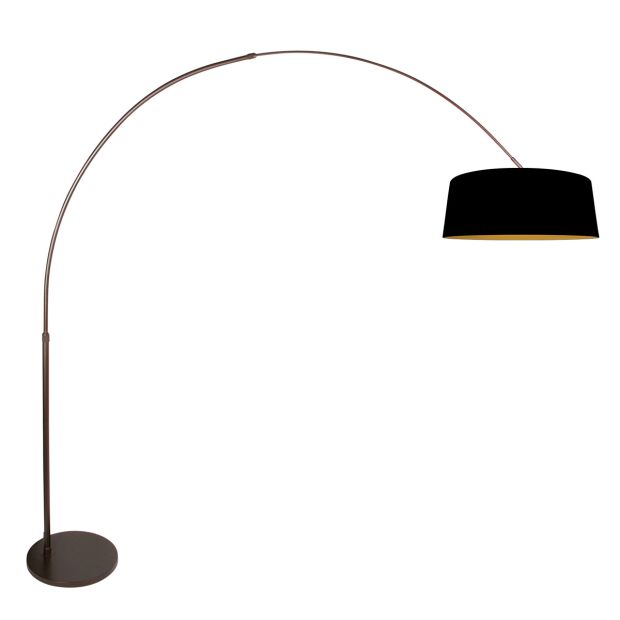 Arc floor lamp Luma Dark 4770CA cocoa with black linen shade warm chic