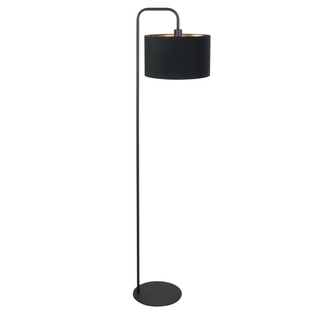 Vloerlamp Stang 4775ZW, zwarte vloerlamp met fijn linnen kap