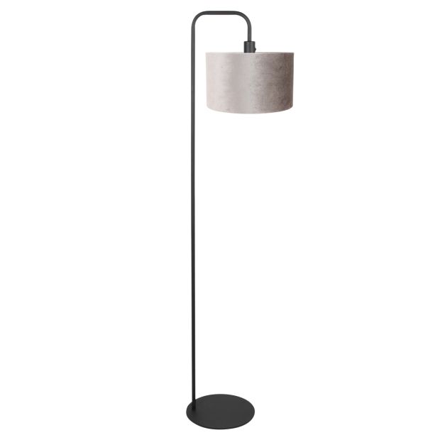 Lamp de sol Stang 4776ZW noir avec abat-jour en velours gris/taupe
