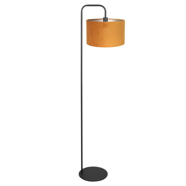 Lamp sur pied Stang 4777ZW noir avec abat-jour en velours or/jaune